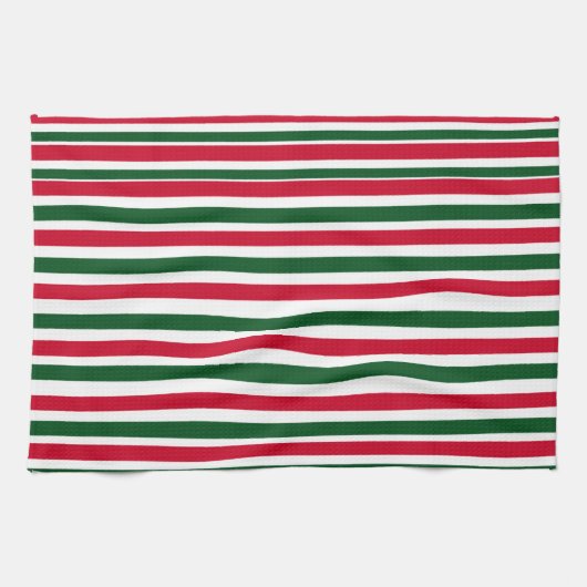 Rood en Groen Candy Cane Christmas Stripes Theedoek (Horizontaal)
