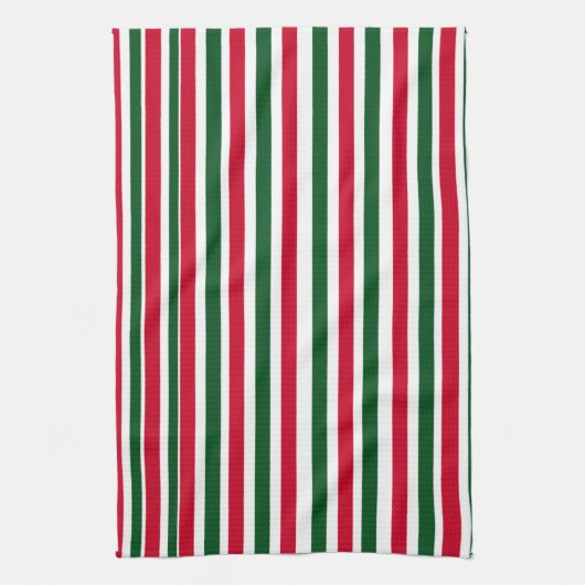 Rood en Groen Candy Cane Christmas Stripes Theedoek (Verticaal)