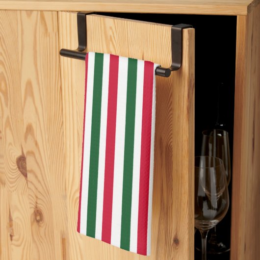 Rood en Groen Candy Cane Christmas Stripes Theedoek (Derde Gevouwen)