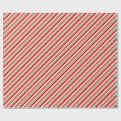 Rood en Groen Candy Cane Stripes Kerstmis Cadeaupapier (Vlak)