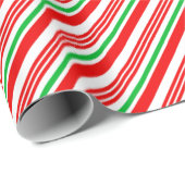 Rood en Groen Candy Cane Stripes Kerstmis Cadeaupapier (Rol Hoek)