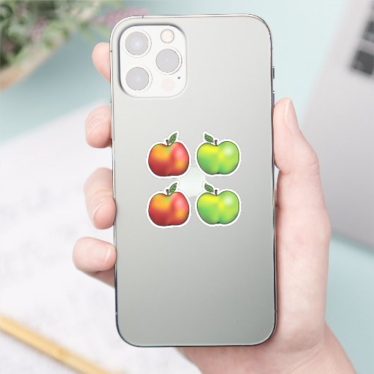 Rood en groen Cartoon appelmoes Sticker (Telefoon)