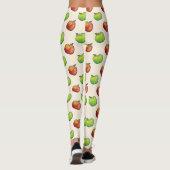 Rood en groen Cartoon Apple past in patroon Leggings (Achterkant)