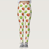 Rood en groen Cartoon Apple past in patroon Leggings (Voorkant)