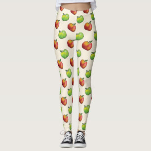 Rood en groen Cartoon Apple past in patroon Leggings