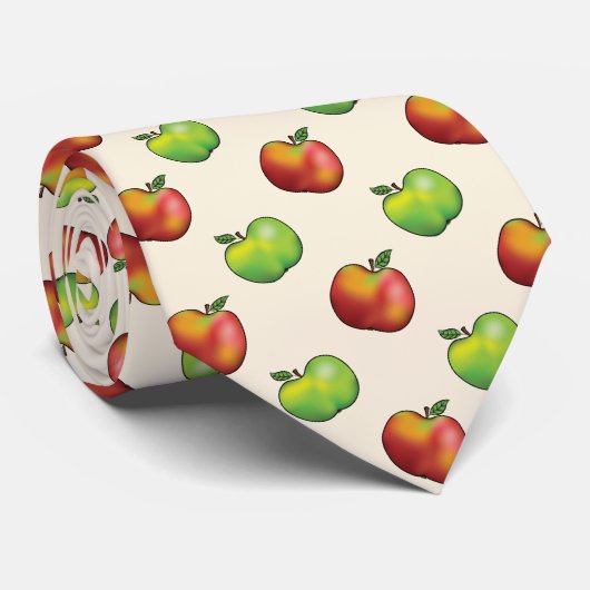 Rood en groen Cartoon Apple past in patroon Stropdas (Opgerold)