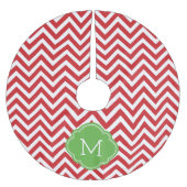 Rood en Groen Chevron Monogram Kerstboom Rok (Voorkant)