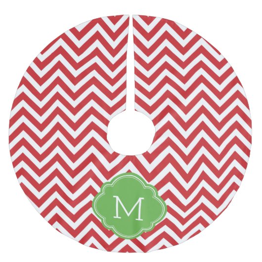 Rood en Groen Chevron Monogram Kerstboom Rok (Voorkant)