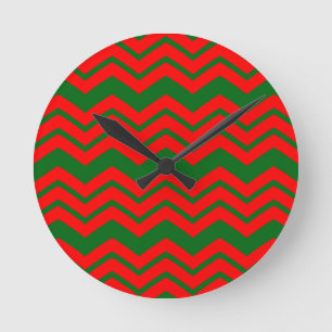 Rood en groen Chevron patroonontwerp Ronde Klok