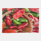 Rood en groen Chilis Peppers Keukenontwerp Theedoek (Horizontaal)