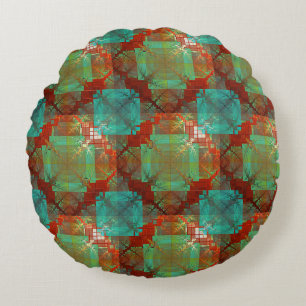Rood en groen chromatische Fusion Round Pillow Rond Kussen
