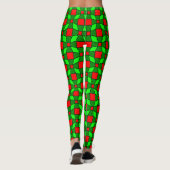 Rood en groen complex patroon leggings (Achterkant)