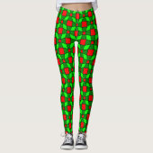 Rood en groen complex patroon leggings (Voorkant)