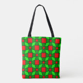 Rood en groen complex patroon tote bag (Achterkant)