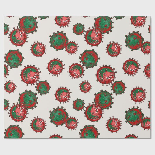 Rood en groen coronavirus | Kerstvirus Cadeaupapier (Vlak)