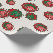 Rood en groen coronavirus | Kerstvirus Cadeaupapier (Hoek)