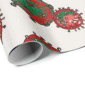Rood en groen coronavirus | Kerstvirus Cadeaupapier (Rol Hoek)