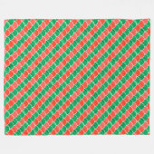 Rood en Groen Diagonaal Schaalpatroon Fleece Deken (Voorkant (Horizontaal))