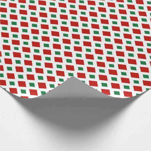 Rood en groen diamant op wit cadeaupapier (Hoek)