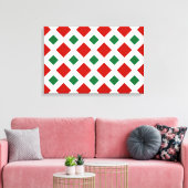 Rood en groen diamant op wit canvas afdruk (Insitu (Woonkamer))