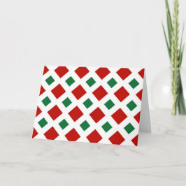 Rood en groen diamant op wit feestdagen kaart