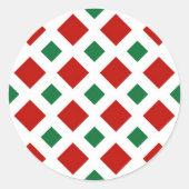 Rood en groen diamant op wit ronde sticker (Voorkant)