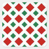 Rood en groen diamant op wit vierkante sticker (Voorkant)
