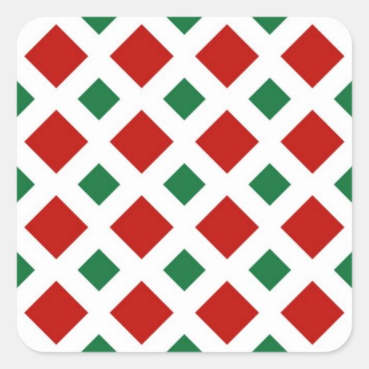 Rood en groen diamant op wit vierkante sticker (Voorkant)