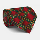 Rood en Groen Diamanten Patroon Hals Stropdas (Opgerold)