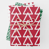 Rood en groen driehoekspatroon kerst inpakpapier vel (In situ)