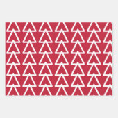 Rood en groen driehoekspatroon kerst inpakpapier vel (Voorkant)