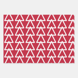 Rood en groen driehoekspatroon kerst inpakpapier vel