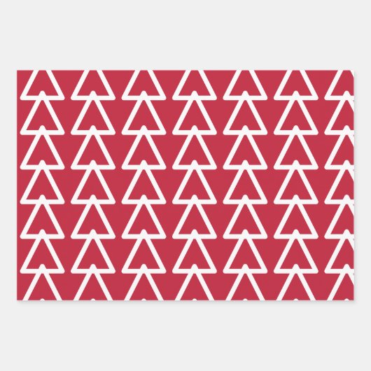 Rood en groen driehoekspatroon kerst inpakpapier vel (Voorkant)