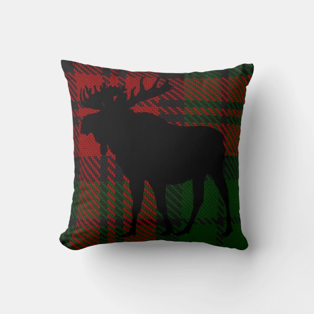 Rood en groen elandkussen kussen (Voorkant)