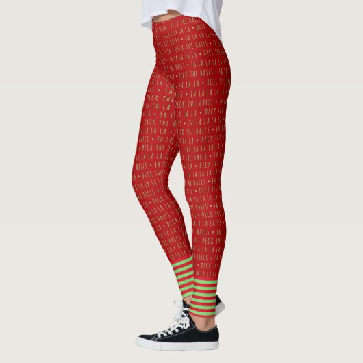Rood en groen Fa La met strepen Leggings (Links)