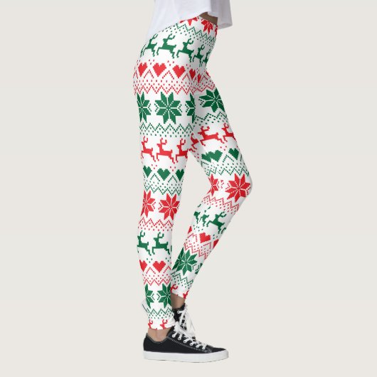 Rood en groen Fair Isle Print Leggings (Rechts)