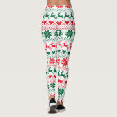 Rood en groen Fair Isle Print Leggings (Achterkant)