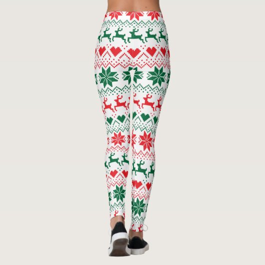 Rood en groen Fair Isle Print Leggings (Achterkant)