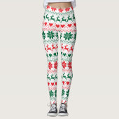Rood en groen Fair Isle Print Leggings (Voorkant)