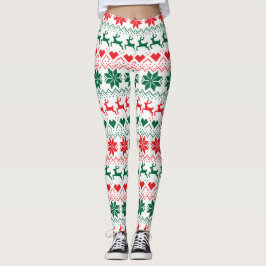 Rood en groen Fair Isle Print Leggings