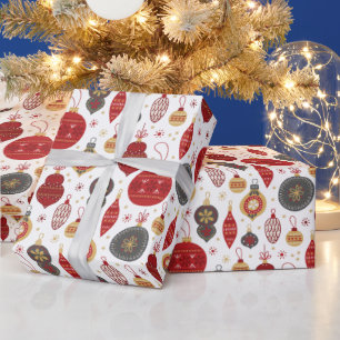 Rood en Groen Feestelijke Bauble Ornamenten Kerst Cadeaupapier