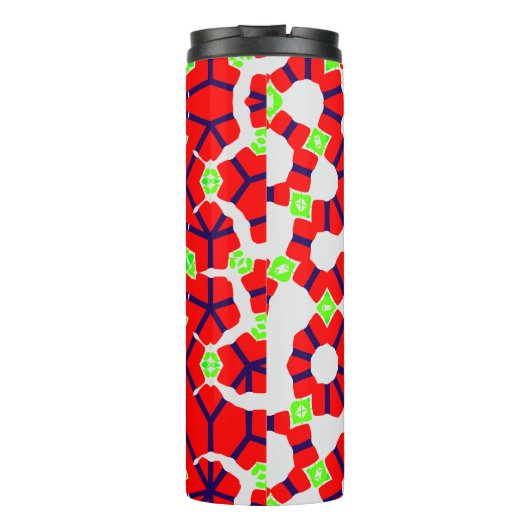 Rood en groen feestelijke geometrische thermosbeker (Achterkant)