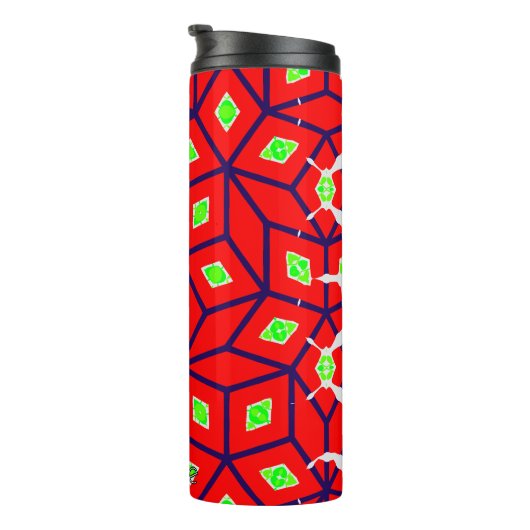 Rood en groen feestelijke geometrische thermosbeker (Geroteerd rechts)