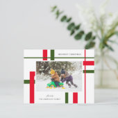 Rood en Groen Feestelijke Plaid Aangepaste Fotovak Feestdagenkaart (Staand voorkant)