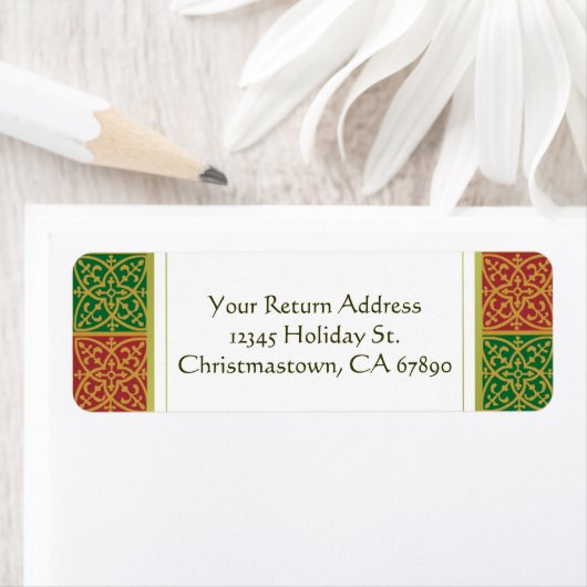 Rood en Groen Fleur de Lis Aangepaste Adresetikett Etiket (Insitu)