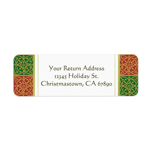 Rood en Groen Fleur de Lis Aangepaste Adresetikett Etiket (Voorkant)
