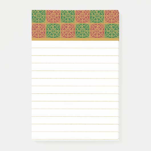 Rood en Groen Fleur-de-lis Patroon Post-it® Notes (Voorkant)