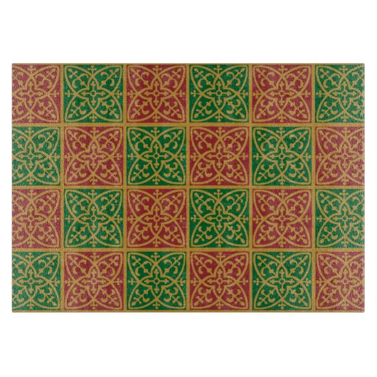 Rood en Groen Fleur-de-lis Patroon Snijplank (Voorkant)