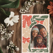 Rood en groen Folk Art 2 Foto Feestdagenkaart