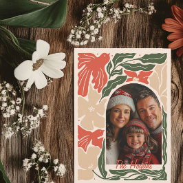 Rood en groen Folk Art 2 Foto Feestdagenkaart